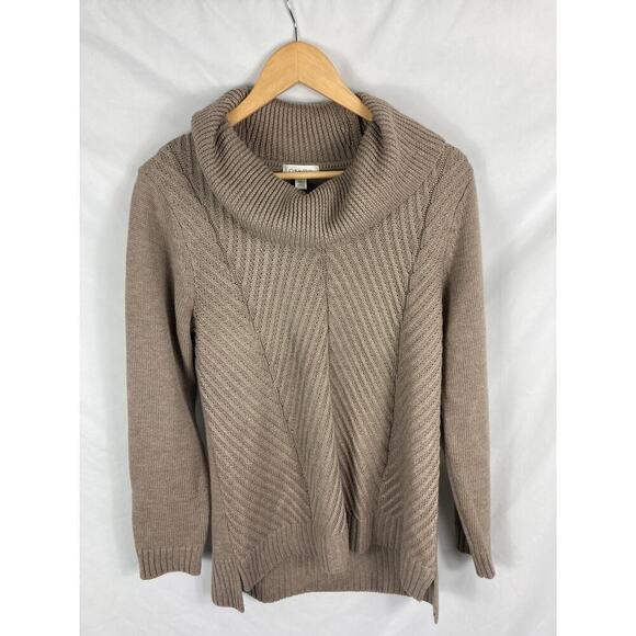 Calvin Klein Cowl Neck Hi Lo Knit Sweater Size Large - Picture 1 of 3